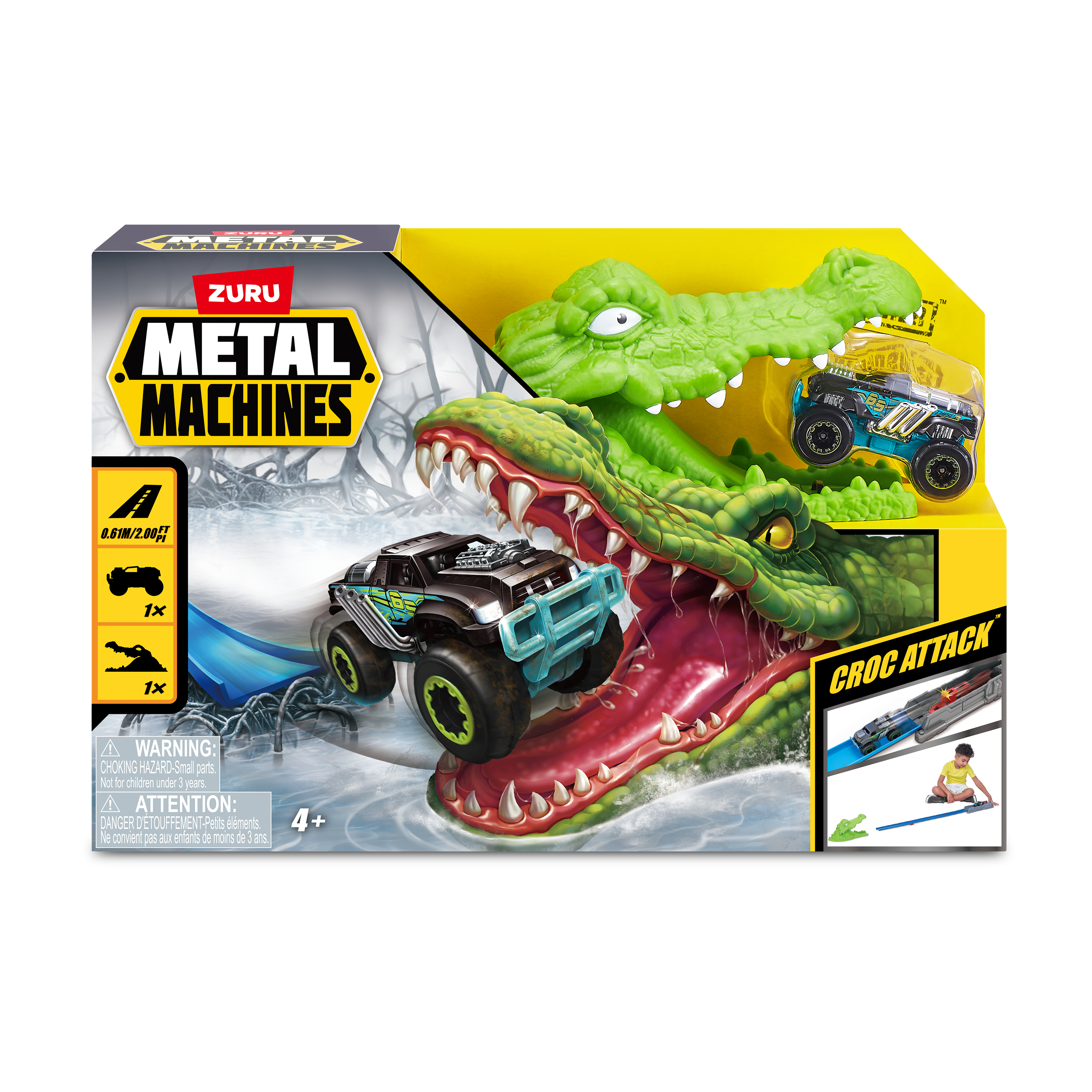 Metal Machines - Spielset Krokodilangriff Rennbahn + Auto