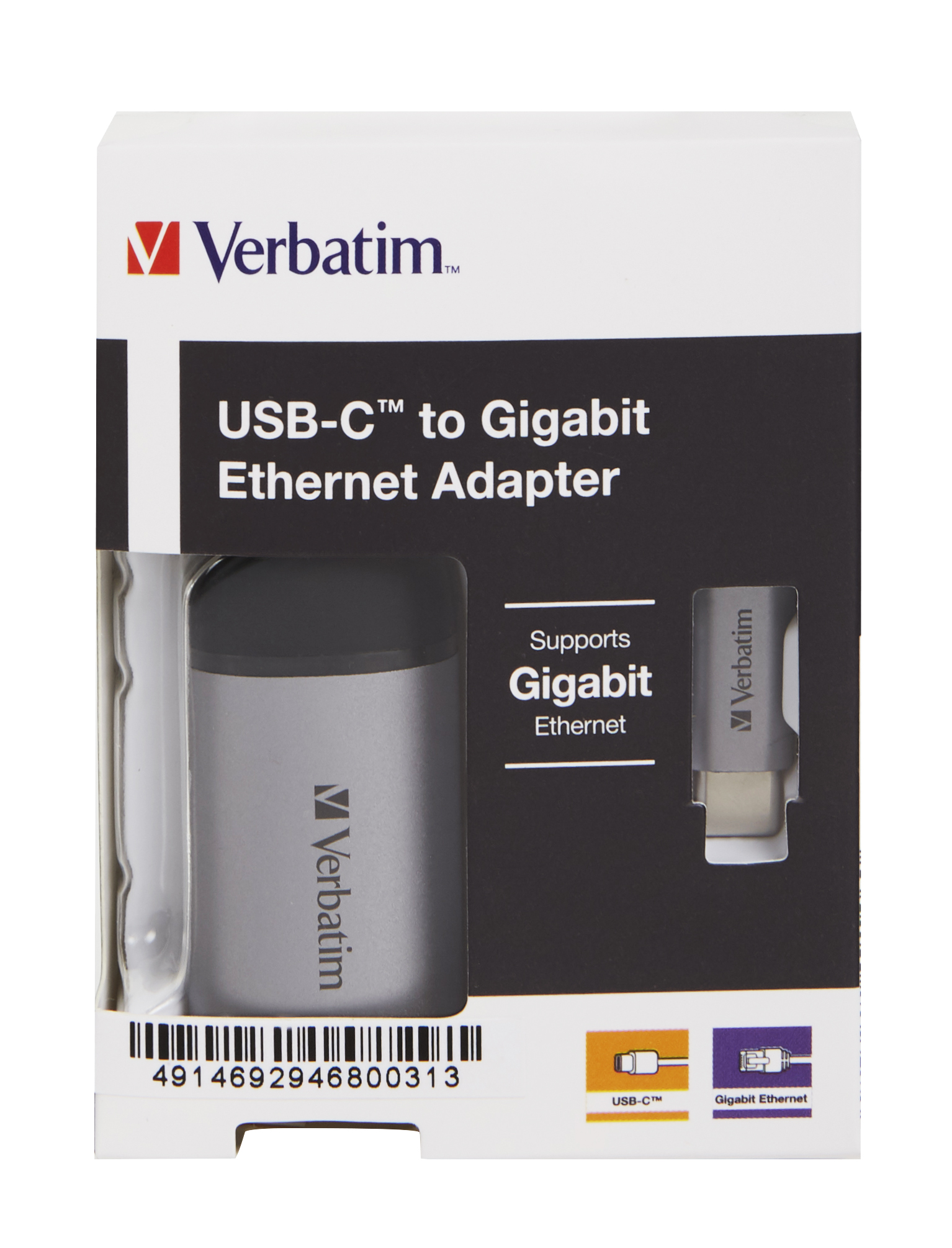 USB-C Verbatim zu Gigabit Ethernet Adapter 10 cm Kabel