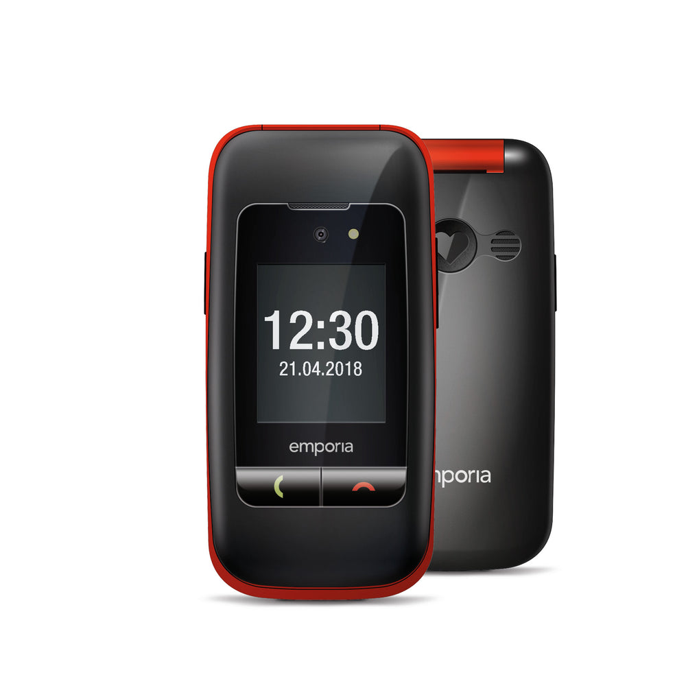 Emporia emporiaONE (V200) , 2G, (V3), Großtastenklapphandy, schwarz/rot