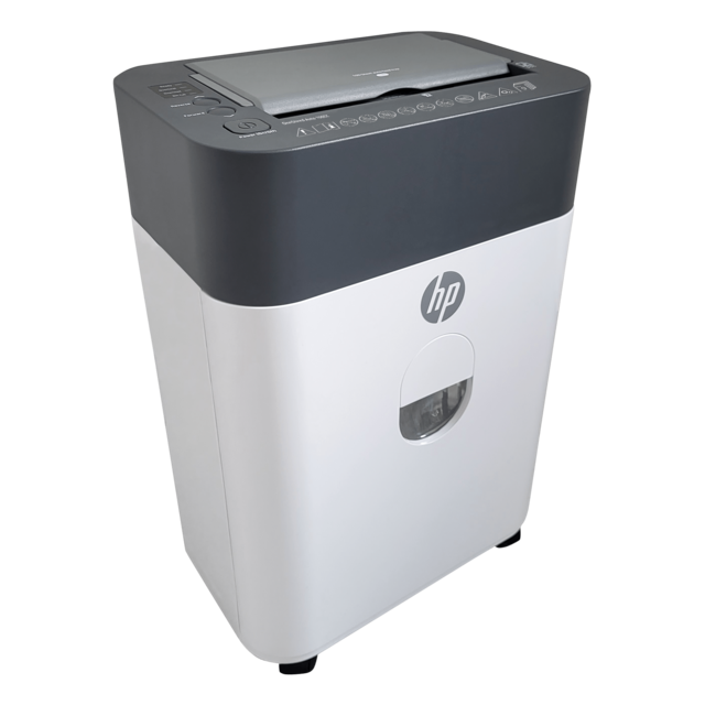 HP OneShred Auto 100CC Aktenvernichter mit Partikelschnitt P-4, 4,3 x 12 mm, bis 100 Blatt, weiß