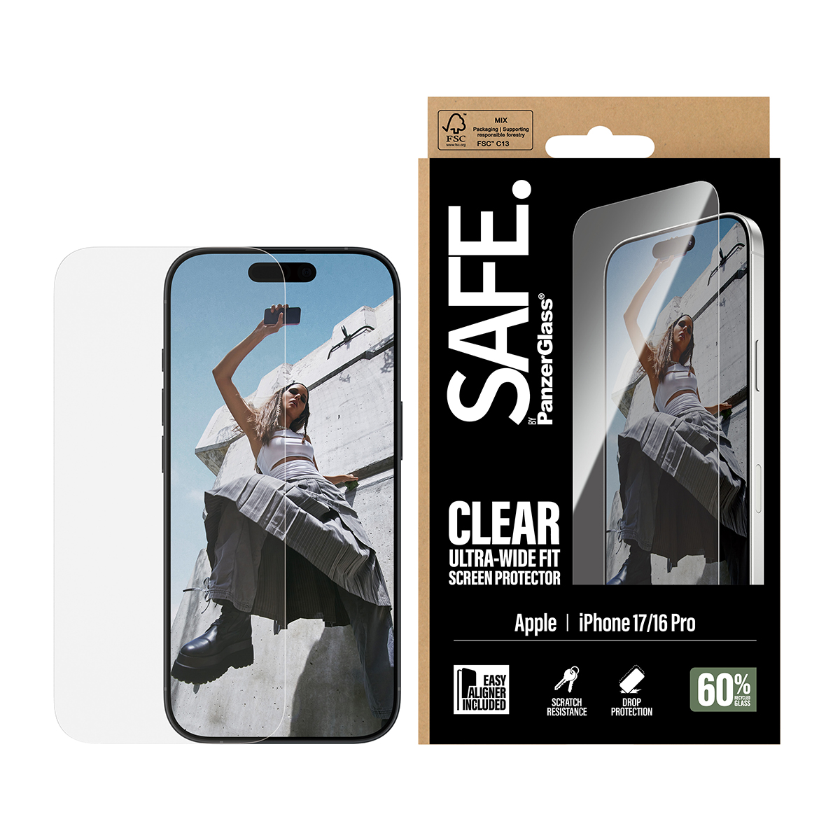 SAFE. BY PANZERGLASS SCREEN PRO IPHONE 17/ 16PRO ULTRA-WIDE FIT