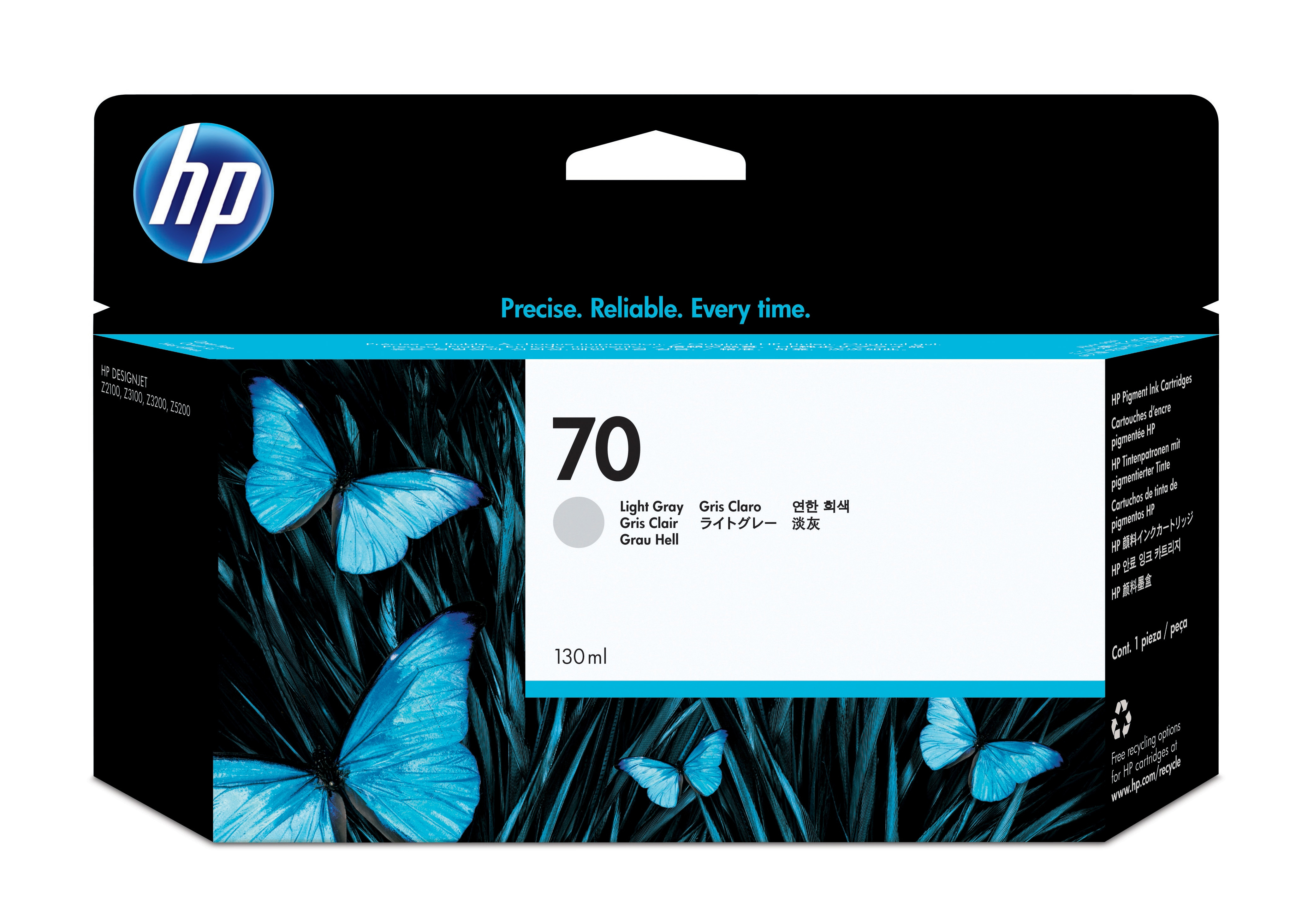 HP 70 original Ink cartridge C9451A light grey standard capacity 130ml 1-pack with Vivera Ink cartridge