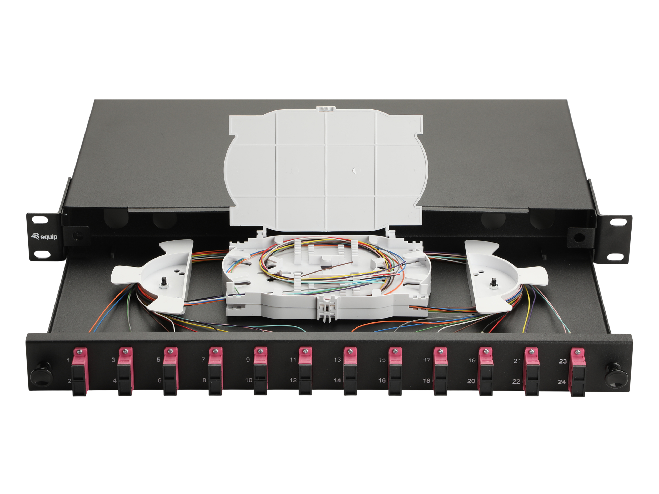 Equip LWL-Spleißkasten 12-Port SC-Duplex OM4 1U komplett sw