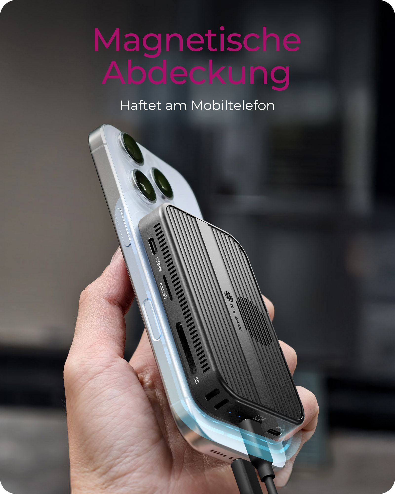 Dockingstation IcyBox 7 in 1 magn. M.2 SSD Schacht