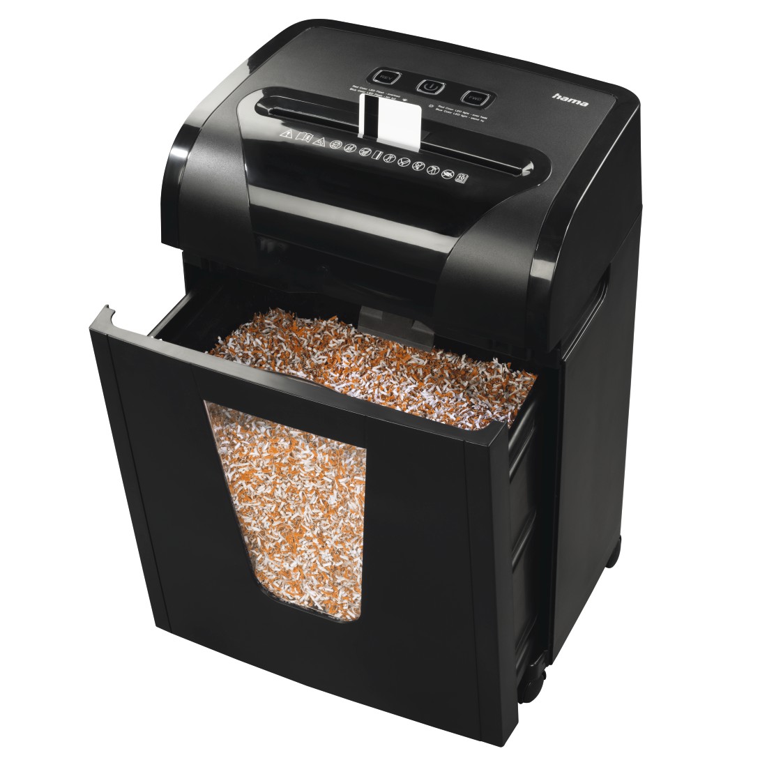 hama Premium M10+ Aktenvernichter mit Partikelschnitt P-5, 2 x 12 mm, bis 10 Blatt, schwarz