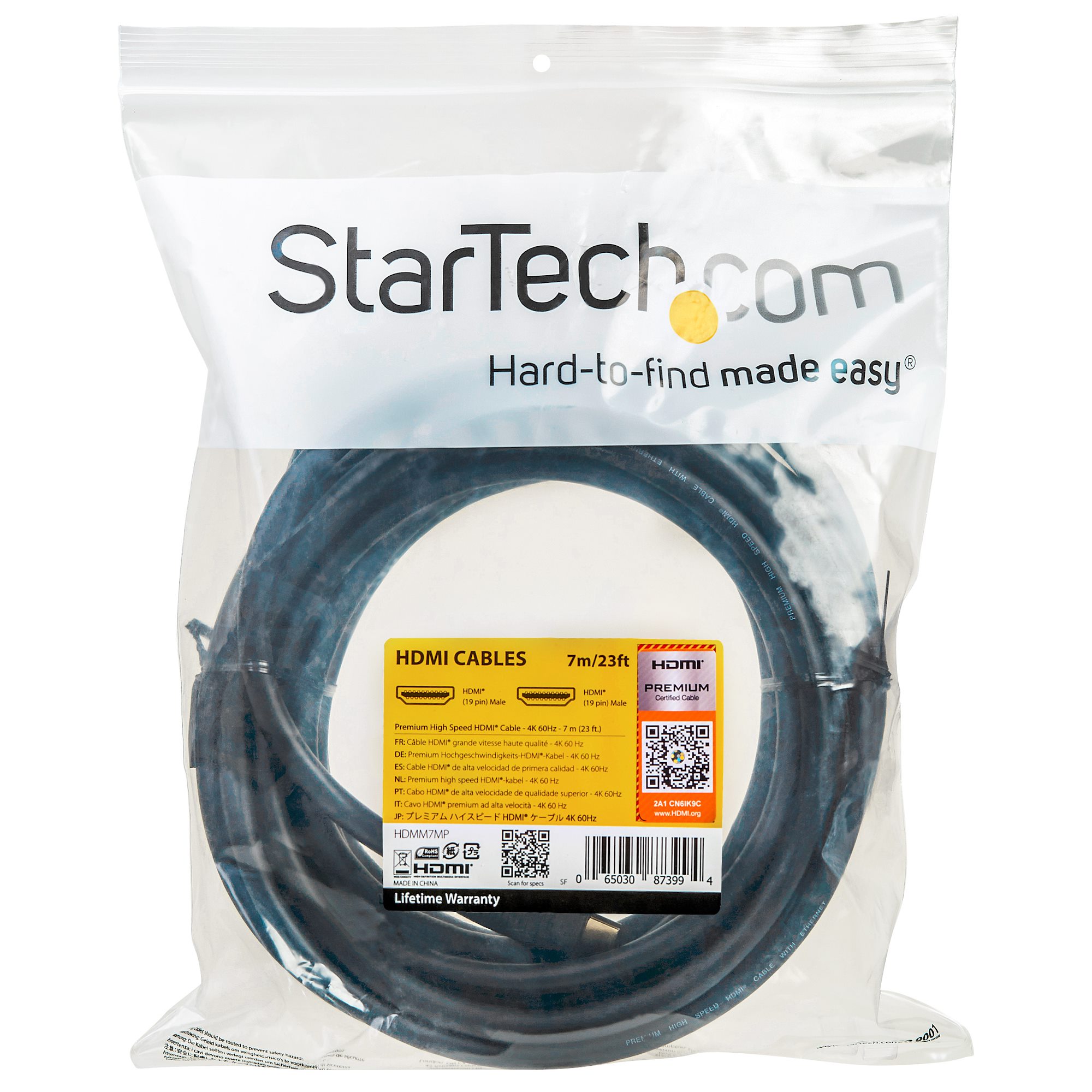 STARTECH.COM StarTech.com Premium High Speed HDMI Kabel mit Ethernet - 4K 60Hz - 7m - HDMI Monitorkabel - TV HDMI Kabel