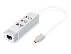DIGITUS 3P USB 2.0 HUB + FAST ETHERNET LAN ADAPTOR TYPE C
