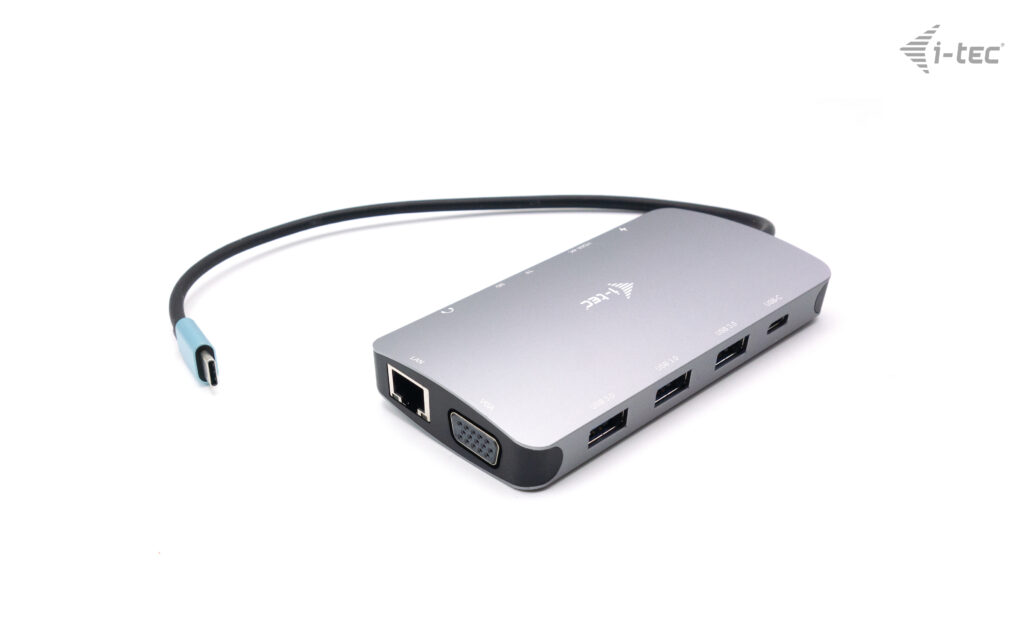 I-TEC USB-C Metal Nano Dock 1xHDMI 1xVGA 1xSD Kartenleser 1xmicroSD Kartenleser 1xGLAN 1xAudio/Mic 3xUSB 3.1 1xUSB-C Data 1xUSB-C PD