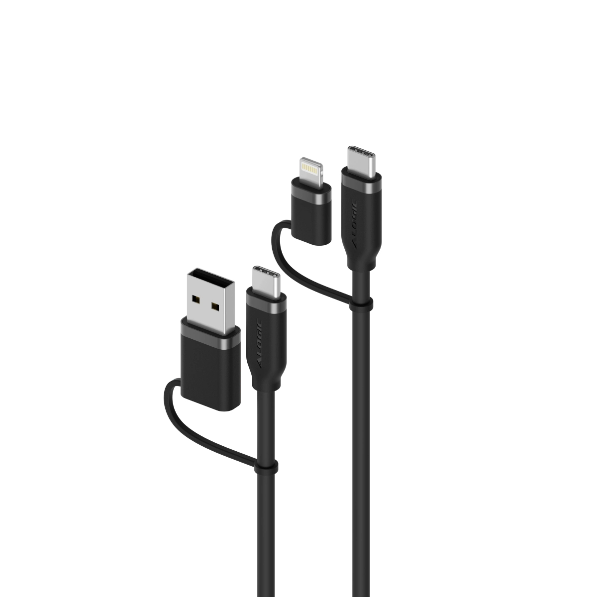 ELEMENTS SILICONE 4-IN-1 USB 2.0 CABLE 100W BLACK- 1.5M