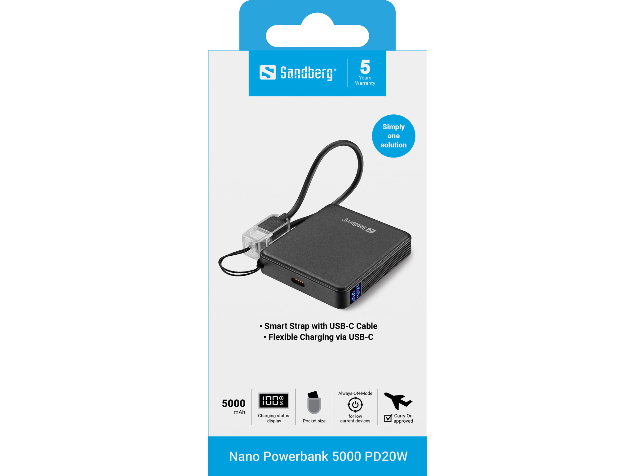 SANDBERG Nano Powerbank 5000 PD20W