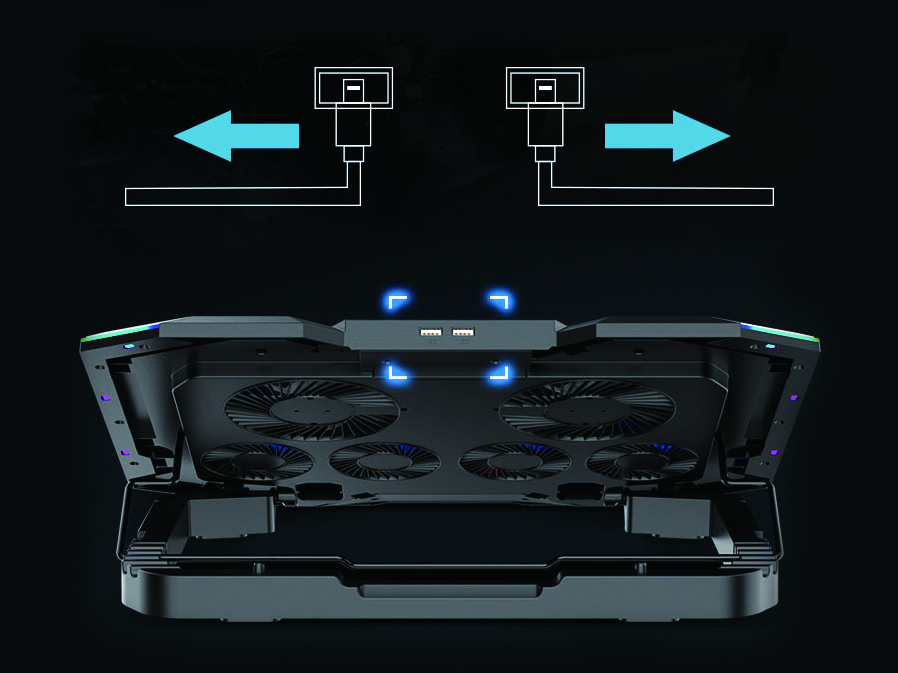 CONCEPTRONIC 6-Fan USB-A2.0 Laptop-Kühlpad 30Kg RGB 17 sw