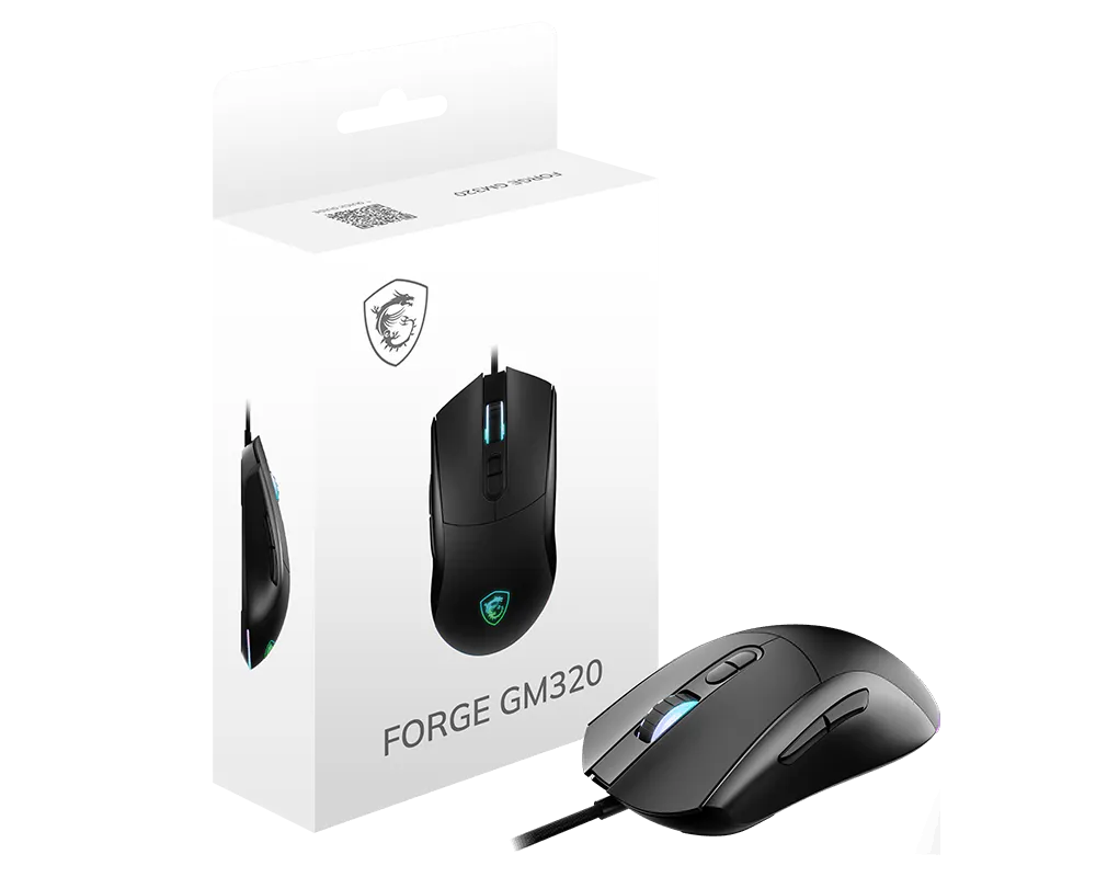 MSI Forge GM320 Gaming Maus, Black, USB