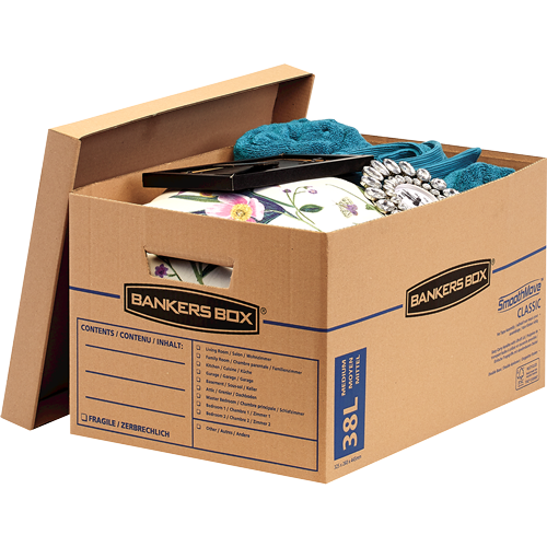 Bankers Box Umzugskartons SmoothMove Umzugsbox 47,0 x 33,5 x 27,0 cm, 10 St.