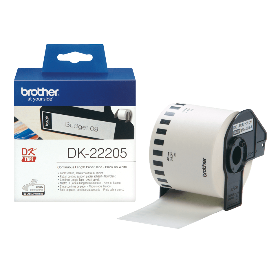 DK CONTINUOUS LABELS WHITE F/ QL-500/550 PAPER 30.48M 62MM