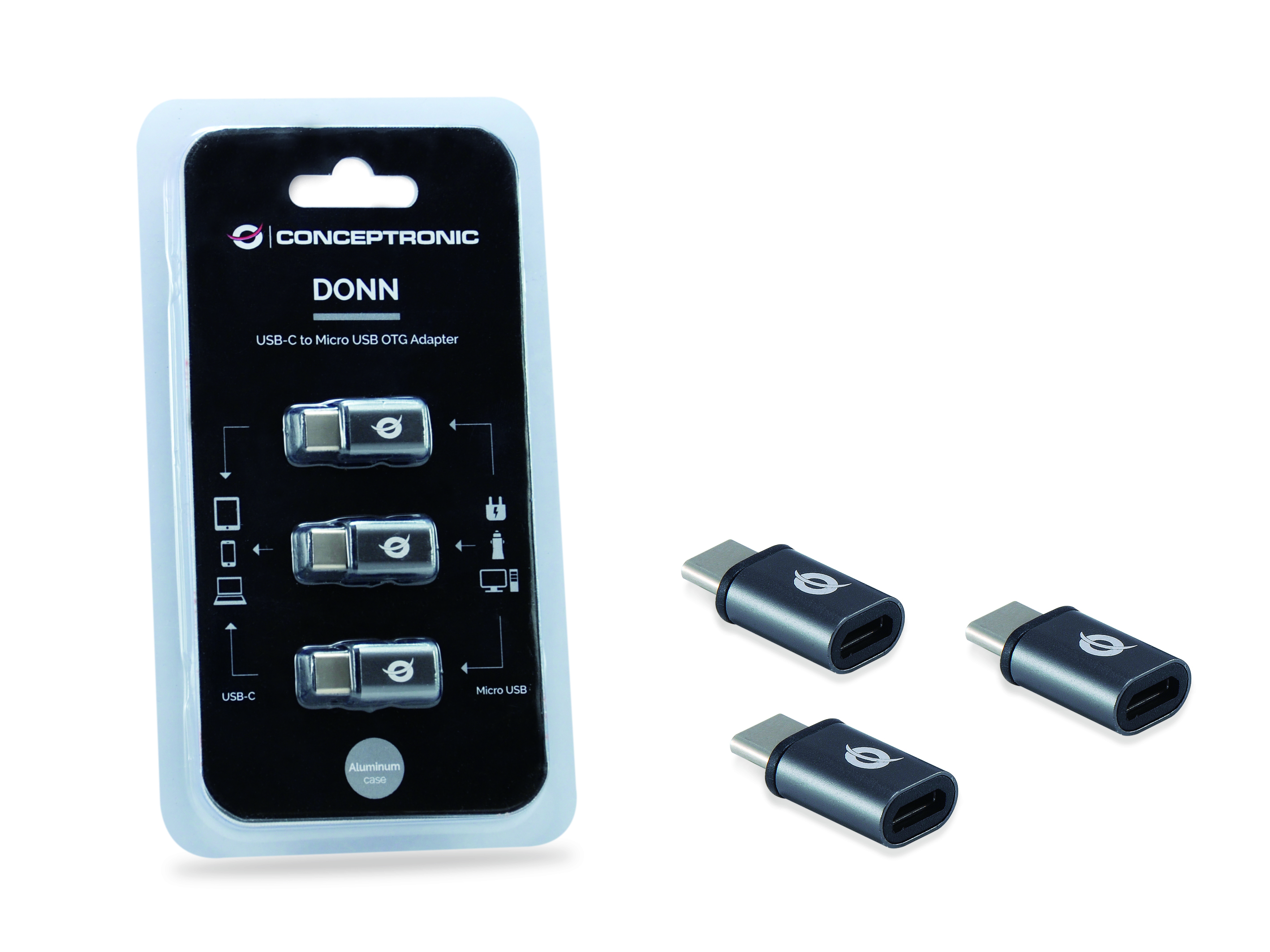 CONCEPTRONIC Adapter USB-C->Micro-B2.0 3Stk 480Mbs OTG gr