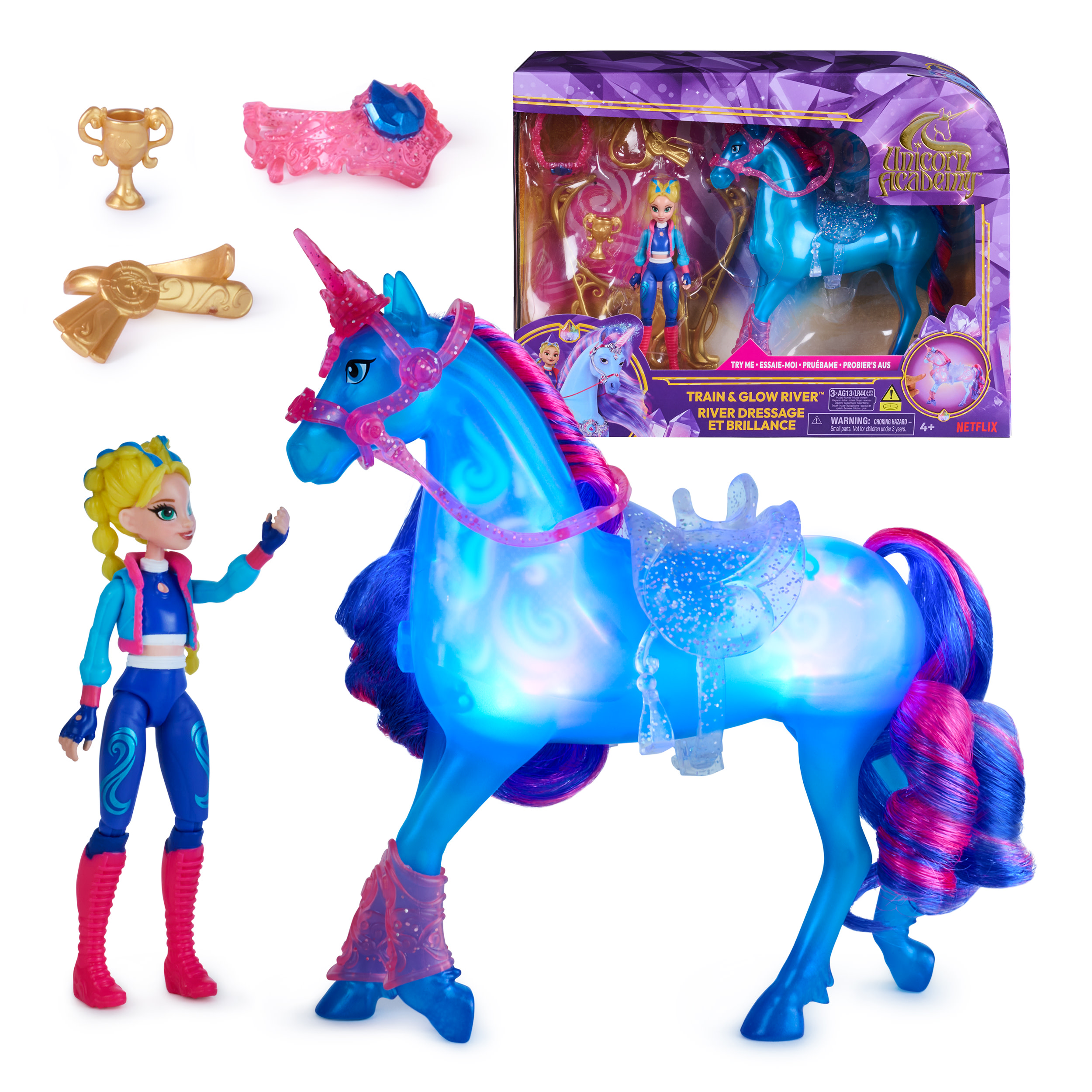 Unicorn Academy - Train and Glow River mit Isabel Set, Spielfigur