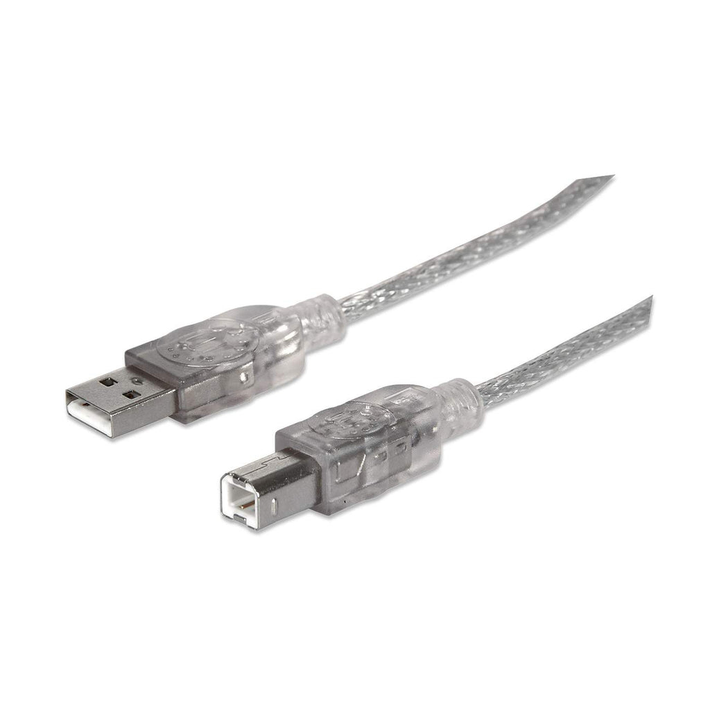 MANHATTAN USB Kabel A -> B St/St 1.80m silber