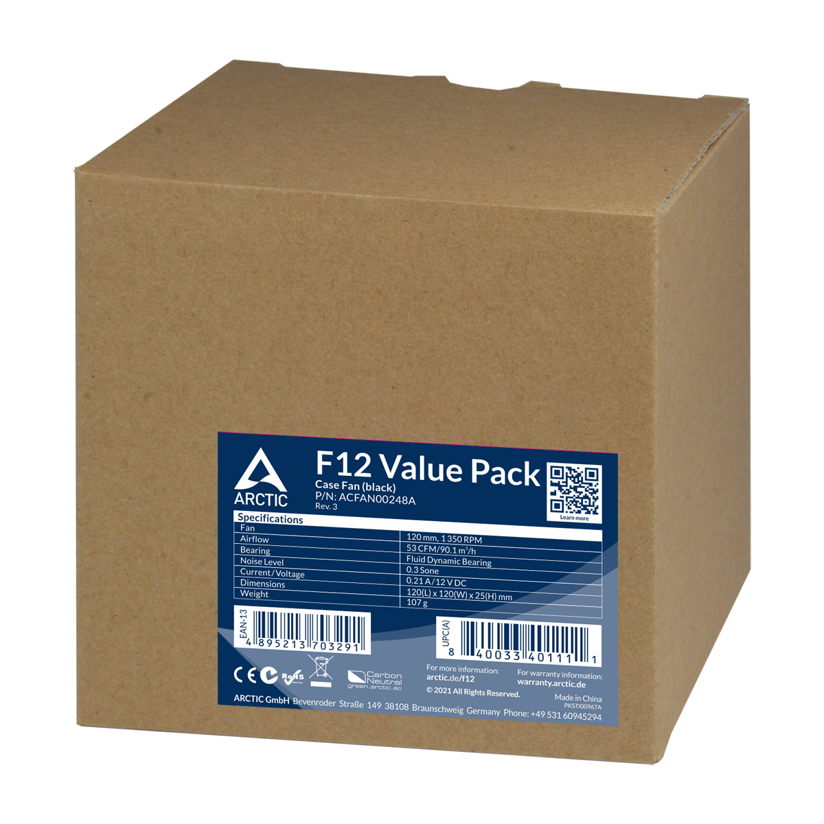ARCTIC Lüfter 120*120*25 F12 Value Pack black (5pcs)