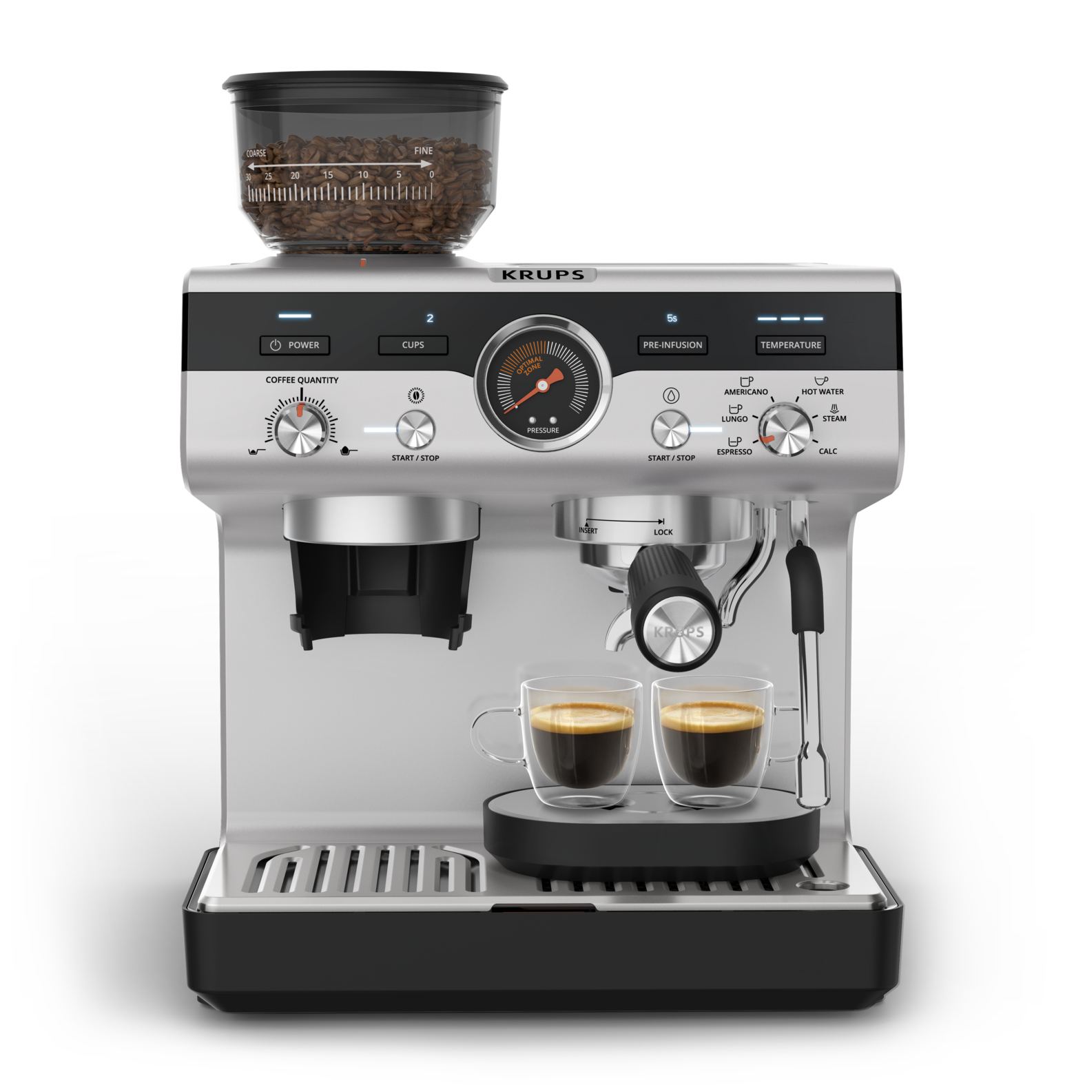 Krups XP801T Precision Espressomaschine, schwarz/silber