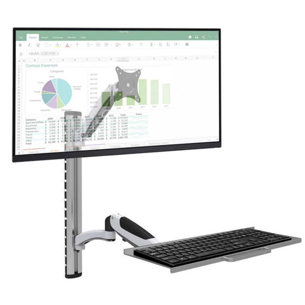 EFB Techly Wandhalterung für 38,1cm 15Zoll - 68,58cm 27Zoll Tastaturablage und Arm