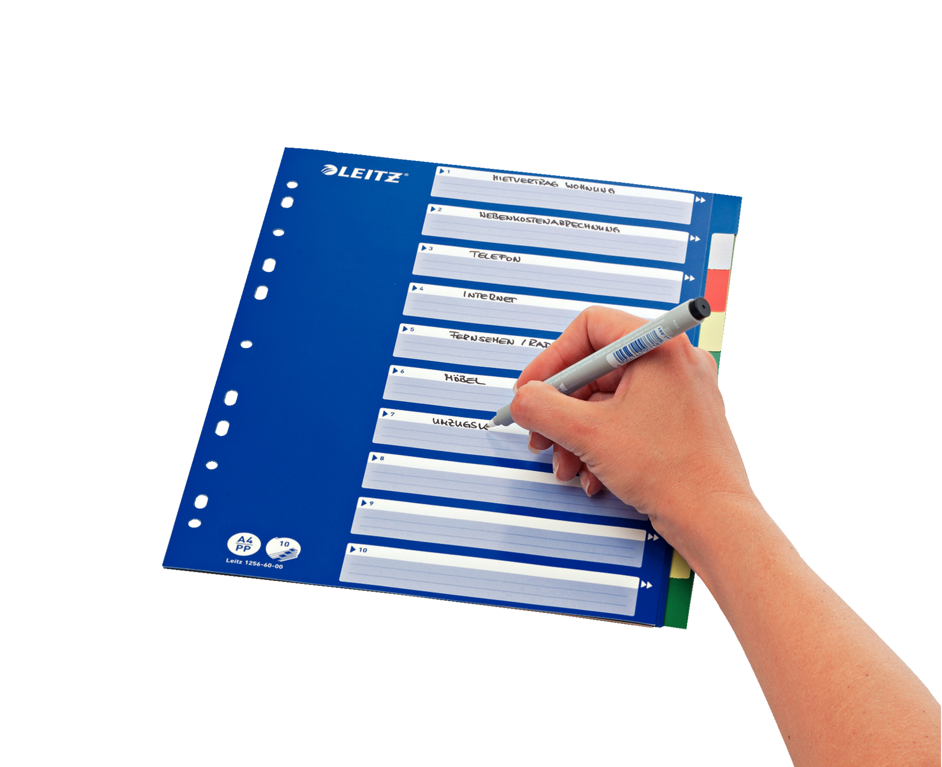 LEITZ Ordnerregister DIN A4 Vollformat blanko blau 10-teilig, 1 Satz