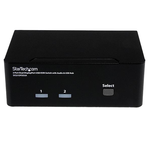 STARTECH.COM 2 Port Dual DisplayPort USB KVM Switch mit Audio - DisplayPort Desktop KVM Umschalter