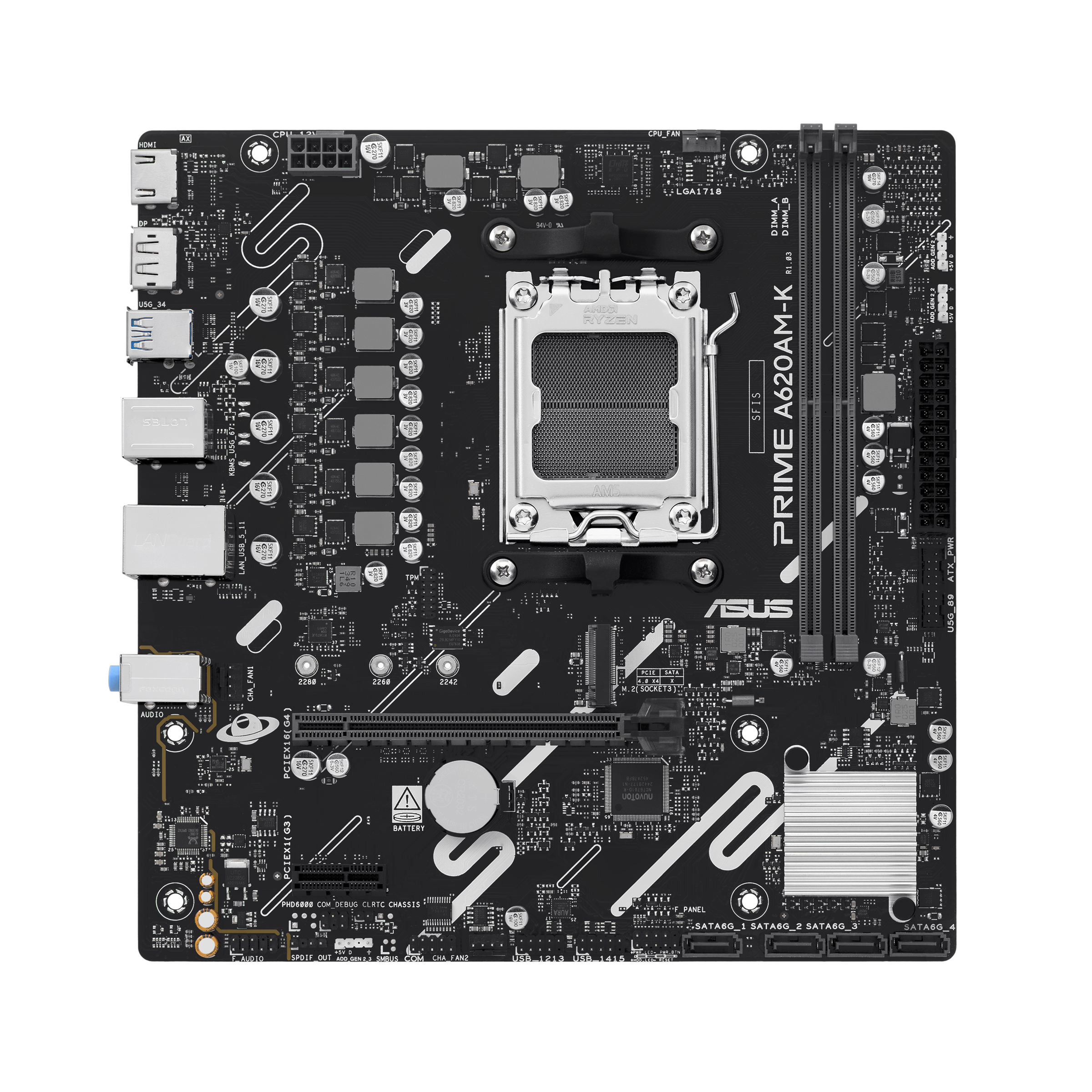ASUS AMD A620A mATX motherboard 2xDDR5 1xHDMI 2.1 1xDP 1.4 1xM.2 4xSATA