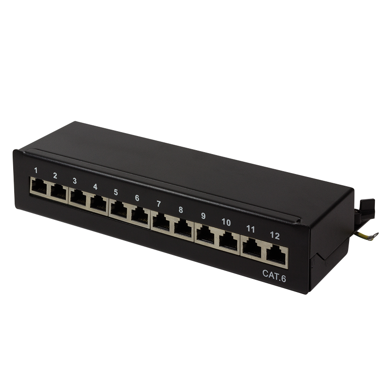 Logilink Patchpanel Tisch/Wand Cat.6 STP 12 Ports, schwarz