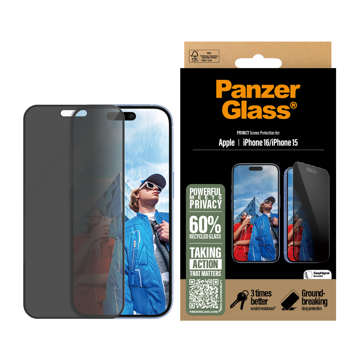 PANZERGLASS PRIVACY SCREEN PROTECTOR IPHONE 16 6.1INCH ULTR
