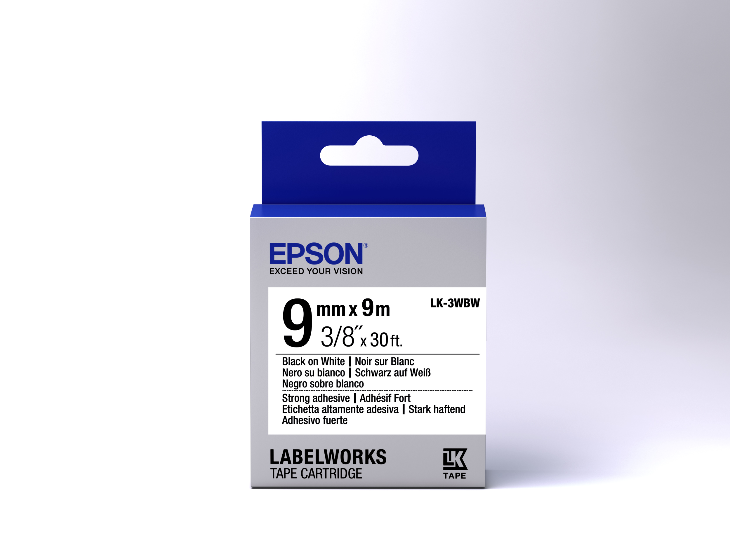 TAPE LK-3WBW STRNG ADH ADHESIVE LK-3WBW BLACK/WHITE 9MM