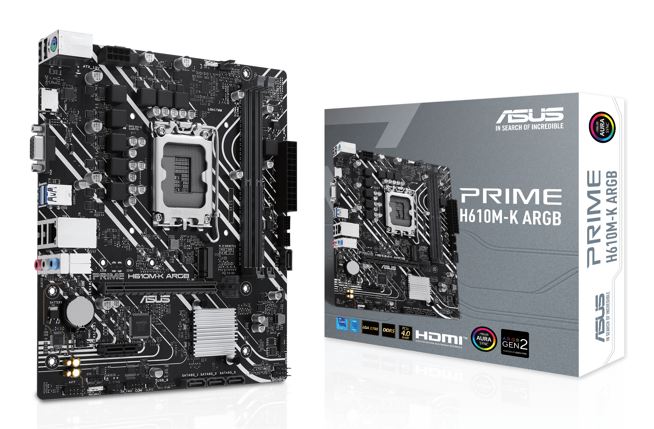 ASUS PRIME H610M-K ARGB LGA 1700 2DDR5 microATX 4xSATA MB 1xHDMI 2.1 1xD-Sub 1xM.2