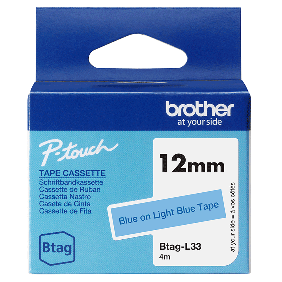 brother Schriftband Btag BTAGL33, 12 mm, blau auf blau, 1 St.