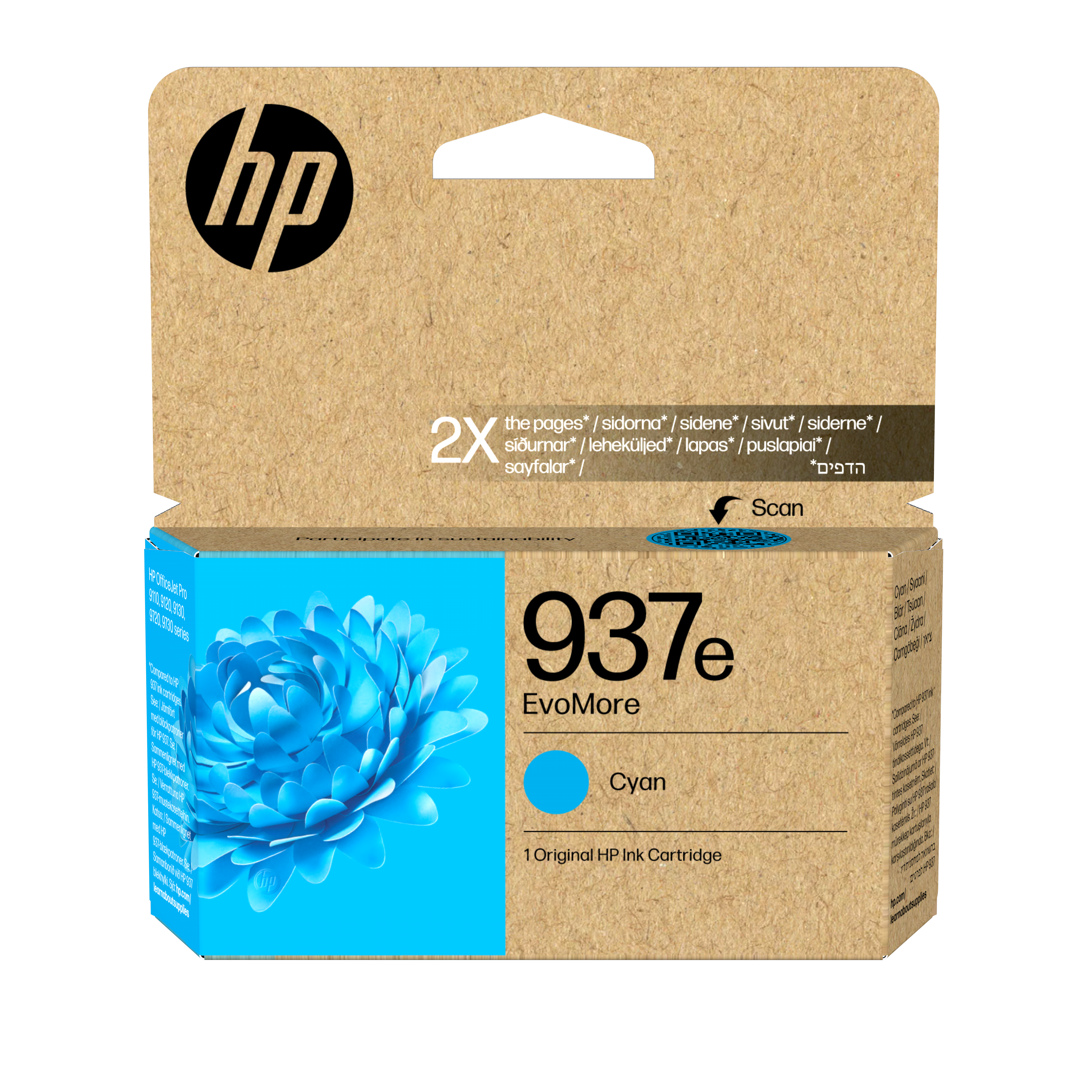 HP 937e EvoMore Cyan Original Ink Cartridge