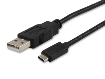 Equip Kabel USB-A2.0->C 3A St/St 1.00m schwarz Polybeutel