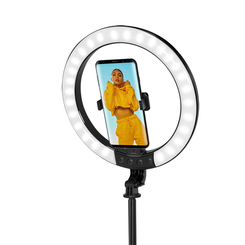 Logilink Smartphone-Ringlicht m.Selfie-Stick-Stativ,DM 20cm