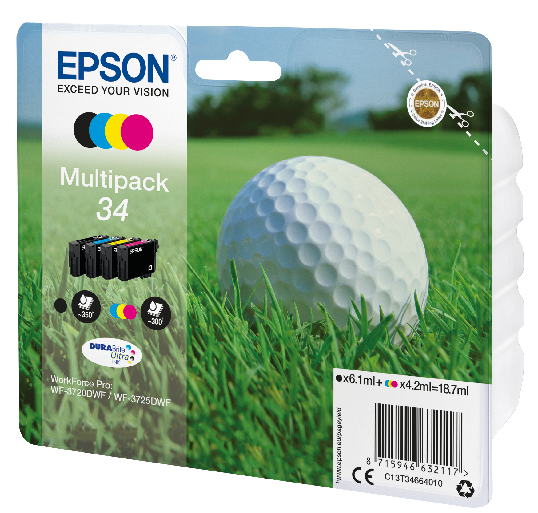 EPSON 34 / T3466 (Golfball) schwarz, cyan, magenta, gelb Druckerpatronen, 4er-Set