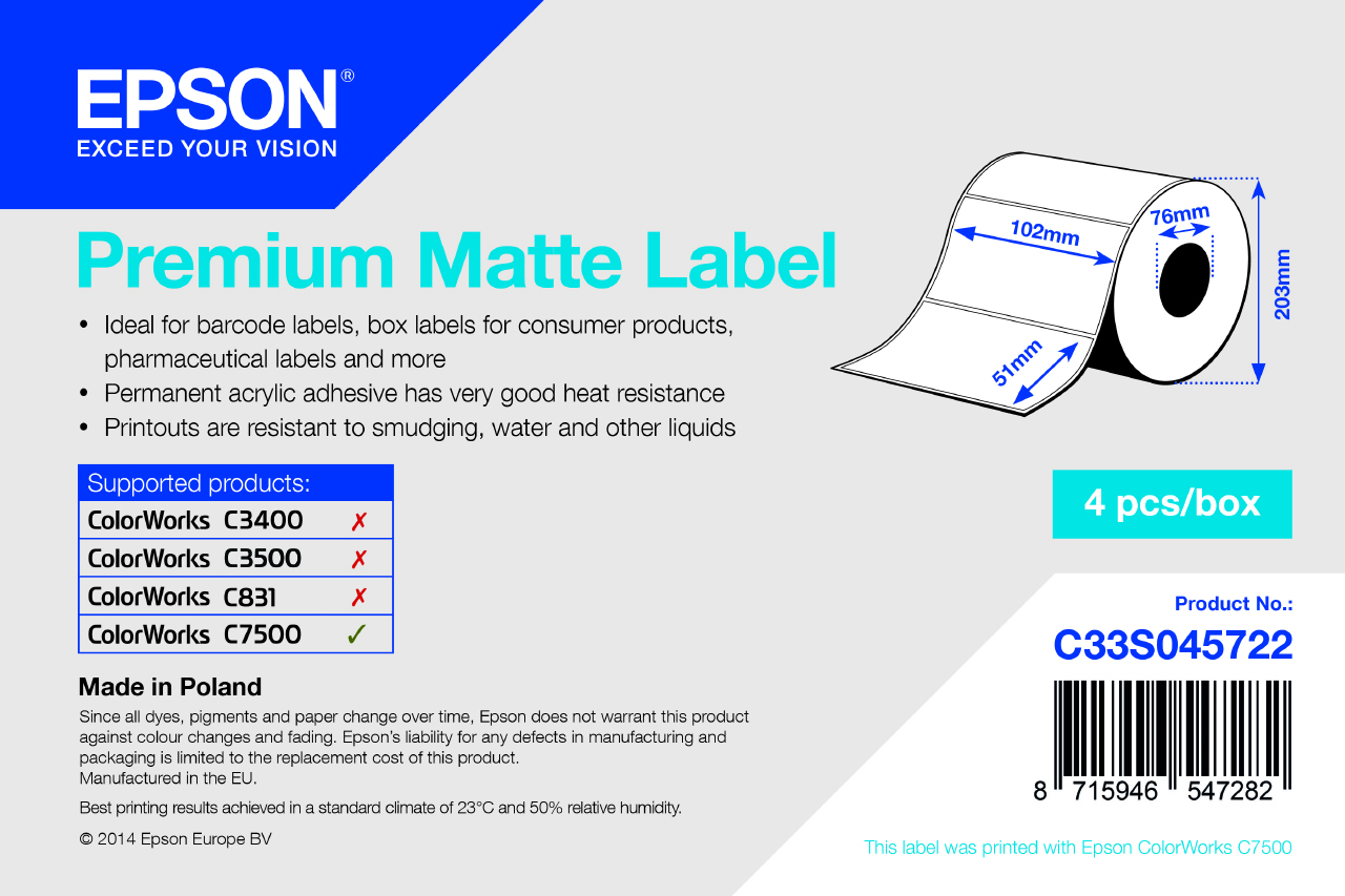 PREMIUM MATTE DIE-CUT 102MMX51MM 2310 LBLS
