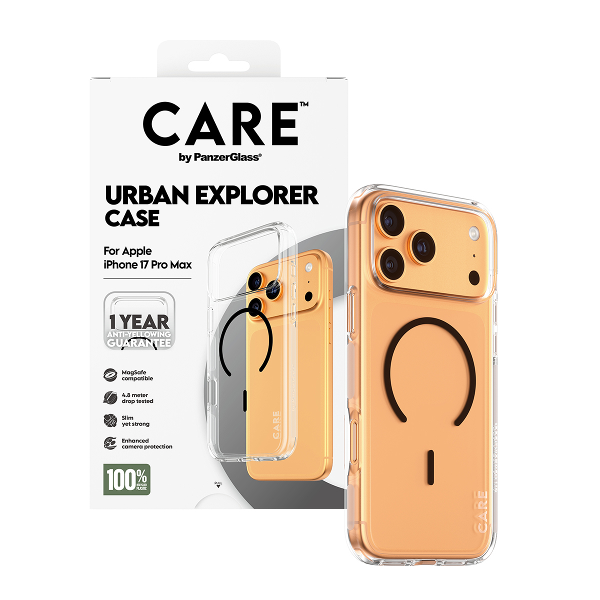 CARE BY FLAGSHIP CASE TRANSPARE EXPLORER W. BLACK MAGSAFE IPHONE