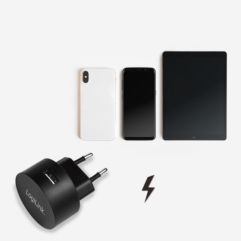 Logilink USB Steckdosenadapter 1port,10.5W,Fast Charging,sch