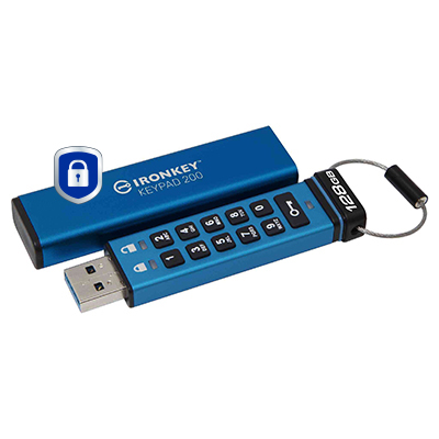 KINGSTON 128GB IronKey Keypad 200 FIPS 140-3 Lvl 3 Pending AES-256 Encrypted