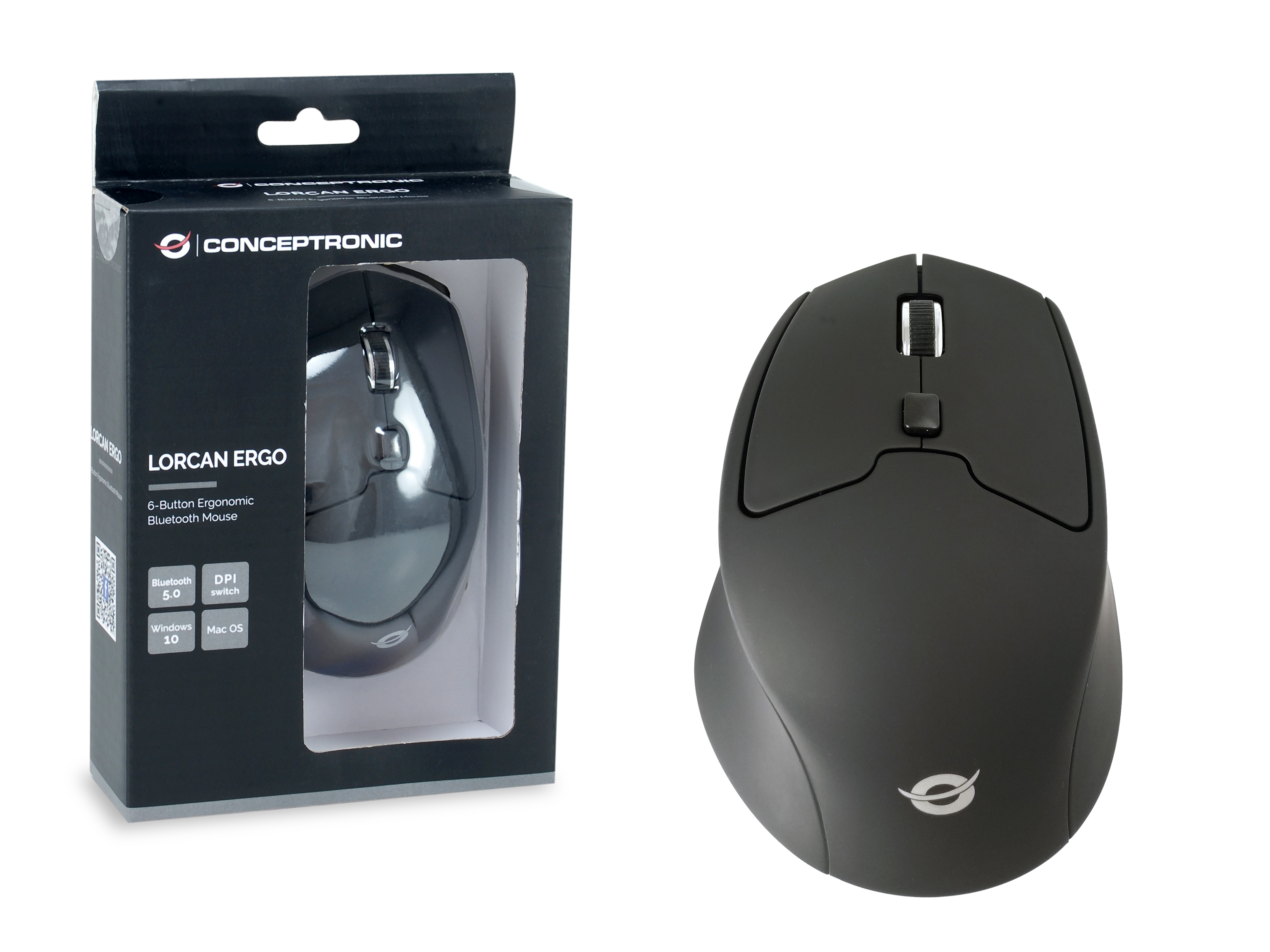 CONCEPTRONIC Maus Wireless BT5.2/6Btns ERGO schwarz