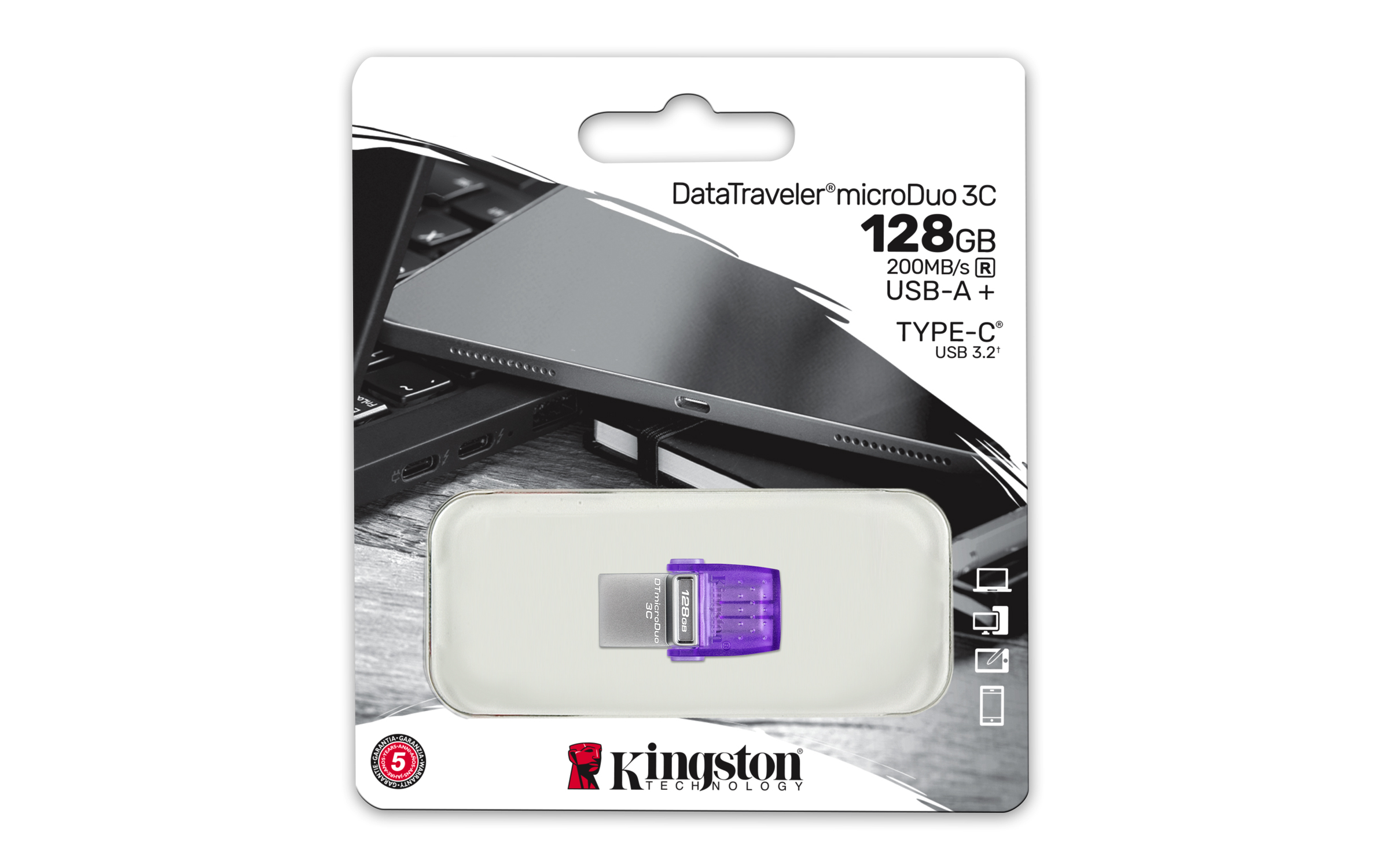 KINGSTON 128GB DataTraveler microDuo 3C 200MB/s dual USB-A + USB-C