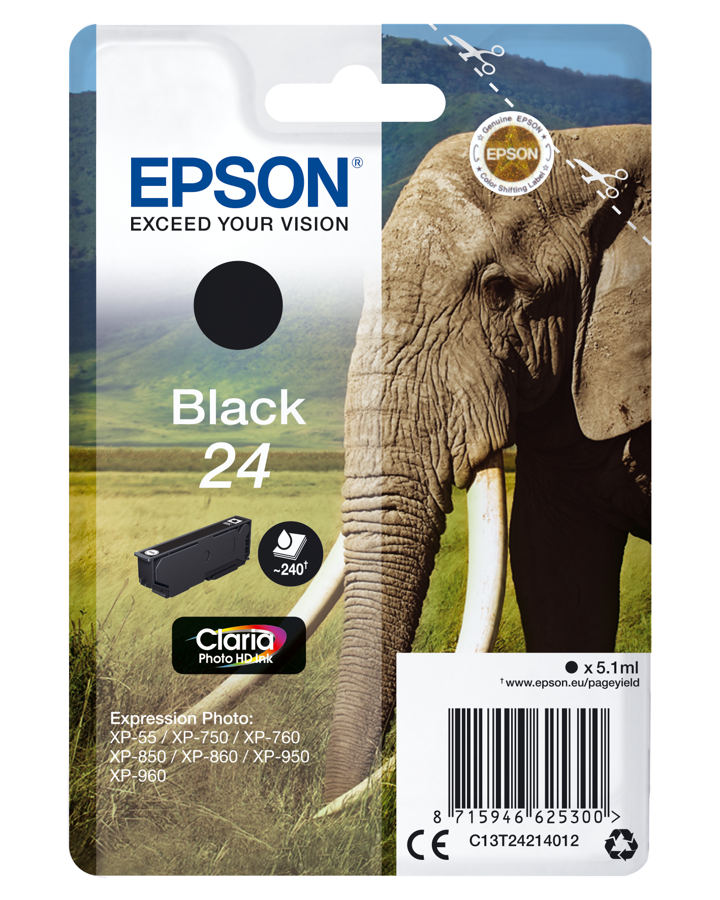 EPSON 24 / T2421 (Elefant) Foto schwarz Druckerpatrone