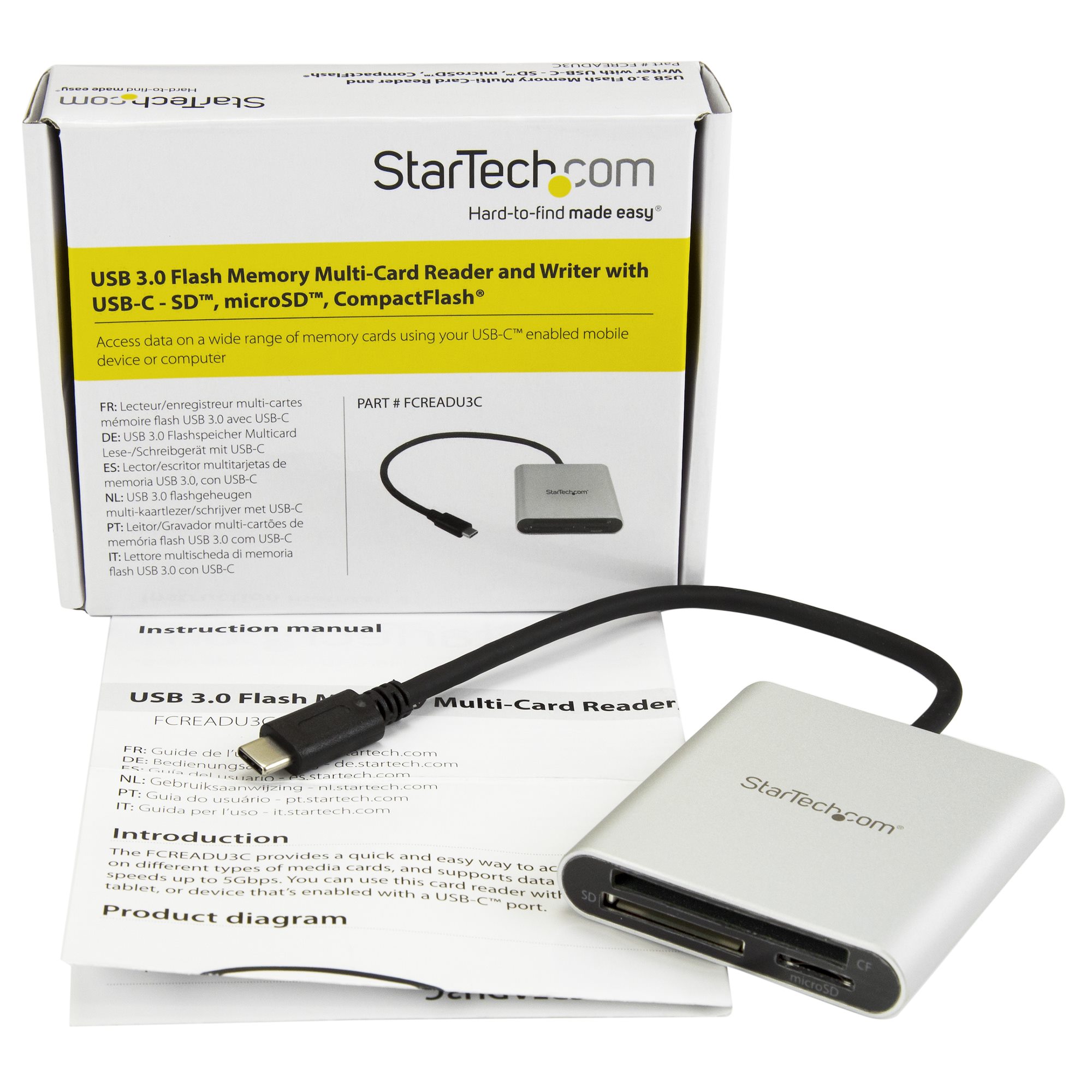 STARTECH.COM USB 3.0 Flash Memory Multi-Card Reader / Writer with USB-C - SD microSD CompactFlash