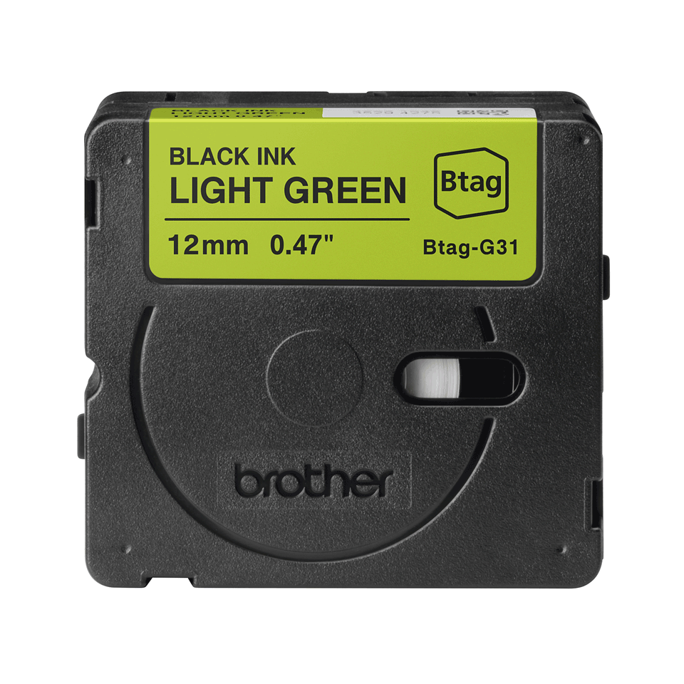 brother Schriftband Btag BTAGG31, 12 mm, schwarz auf grün, 1 St.