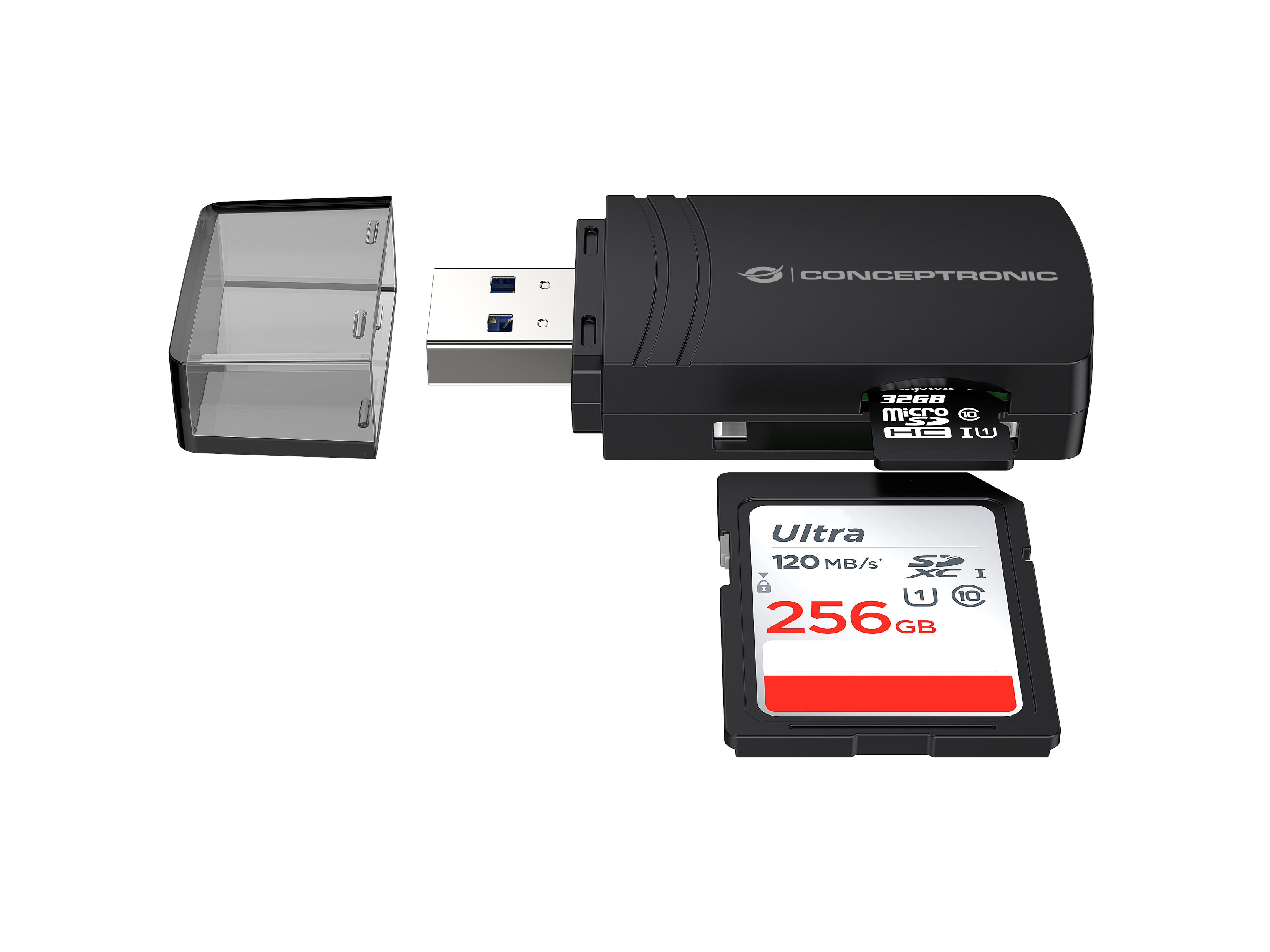 CONCEPTRONIC Kartenleser USB-A3.2->TF/Micro-SD4.0 schwarz