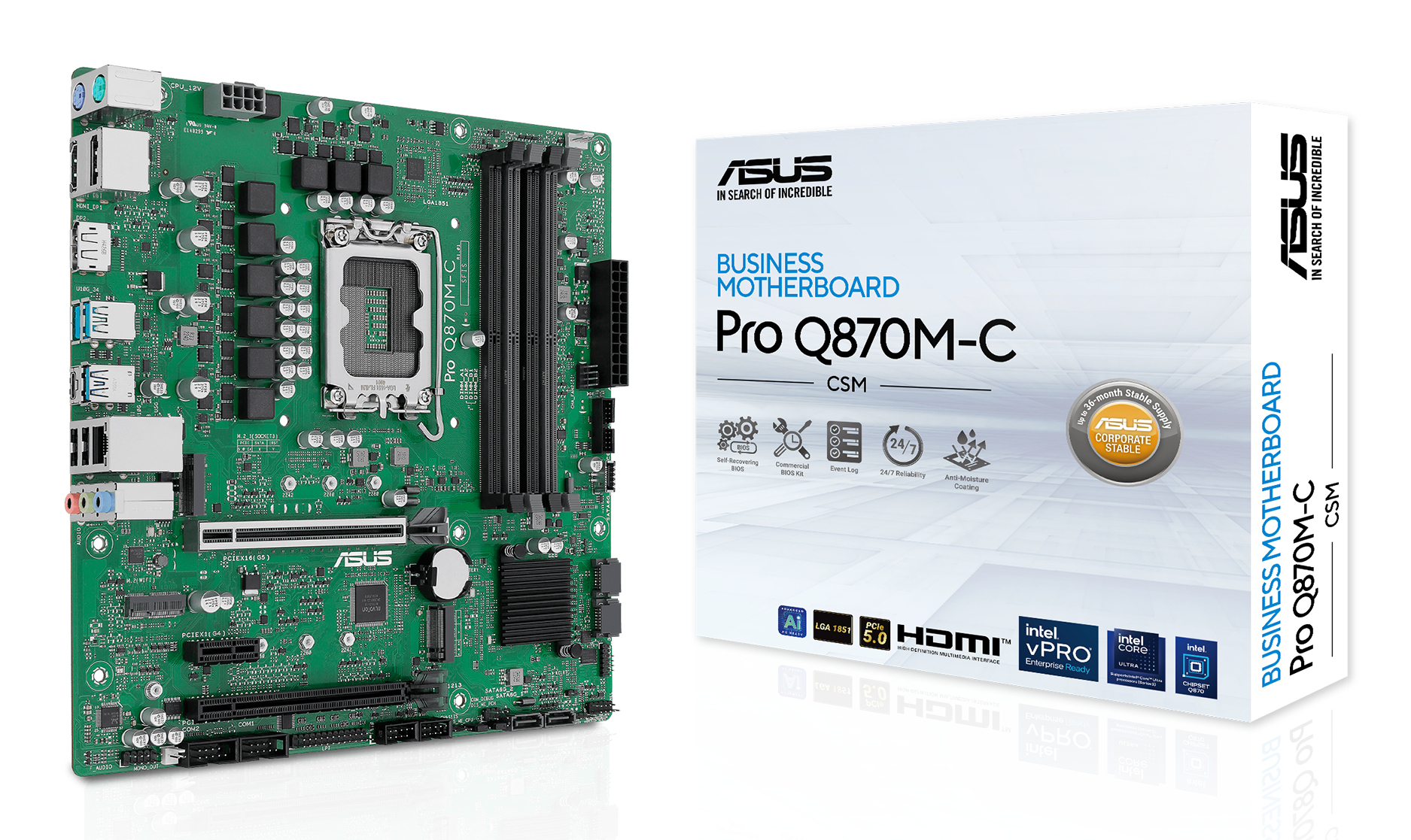 ASUS Q870 LGA1851 DDR5 Micro-ATX motherboard 2xHDMI 1xDP 2xM.2 4xSATA