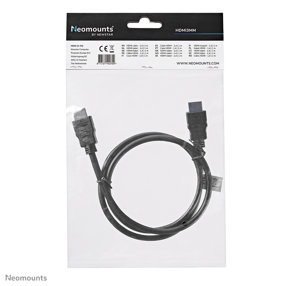 NEOMOUNTS HDMI 1.3 cable High speed HDMI 19 pins M/M 1 meter
