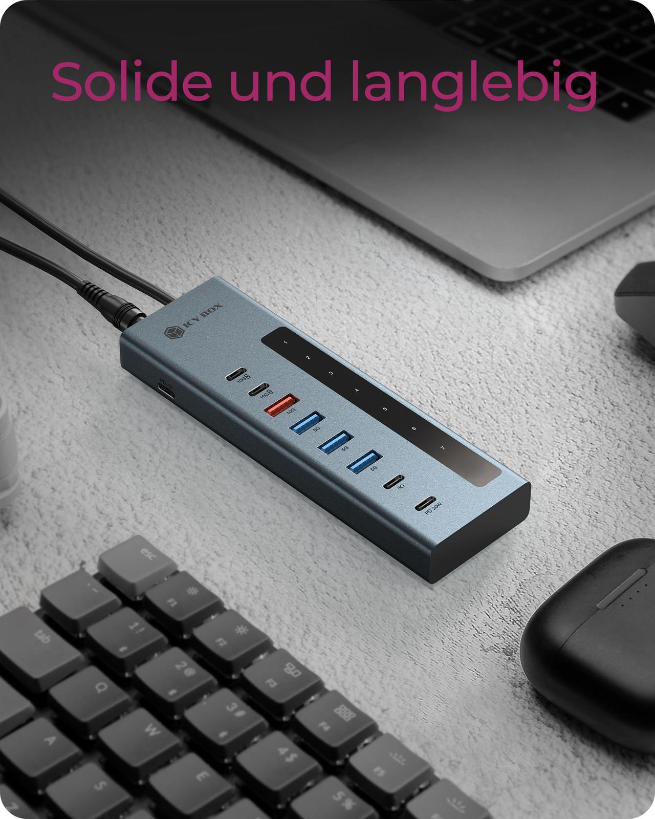 Hub 9-in-1 Hub IcyBox USB 3.2 mit Type-C/Type-A Anschluss