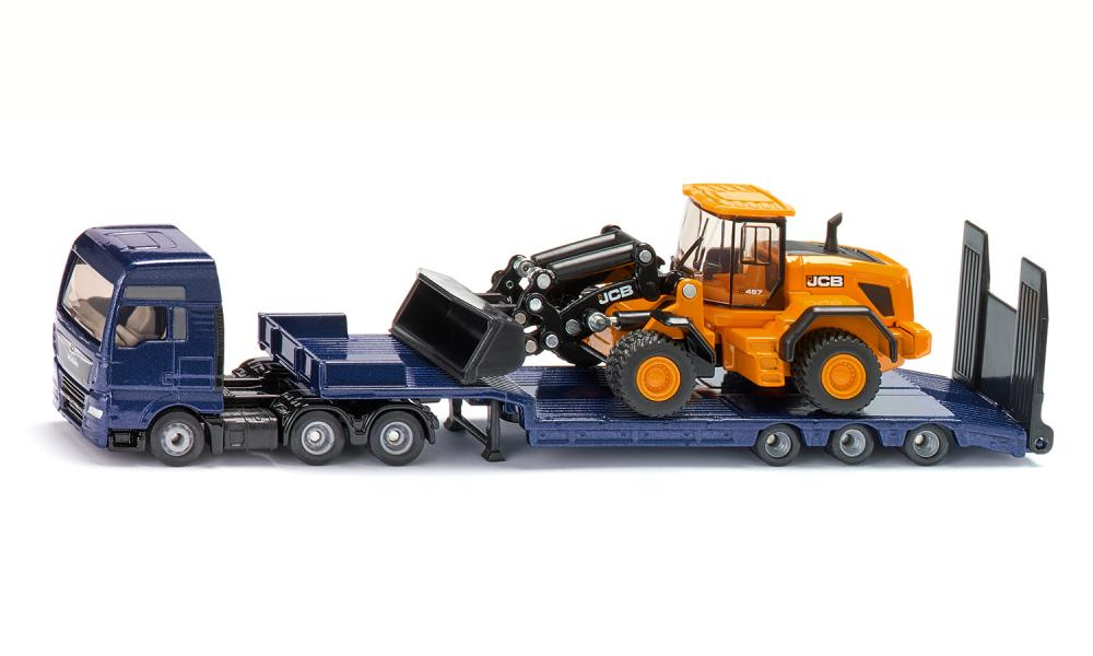 SUPER MAN LKW mit Tieflader und JCB Radlader, Modellfahrzeug